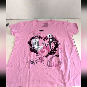 Disney Parks Rare NBC T-shirt Top Pink Couples Jack Sally Whimsygoth Halloween
